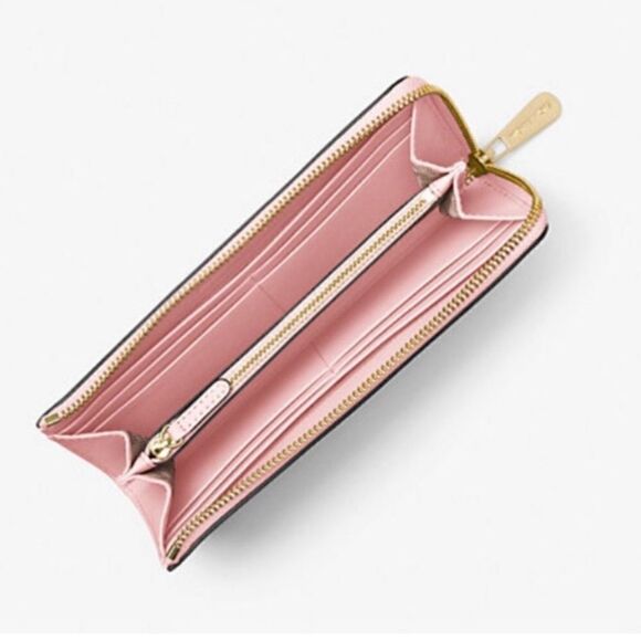 Michael Kors Jet Set Travel Large Saffiano Leather Quarter-Zip Wallet Bag Purse - Picture 12 of 12